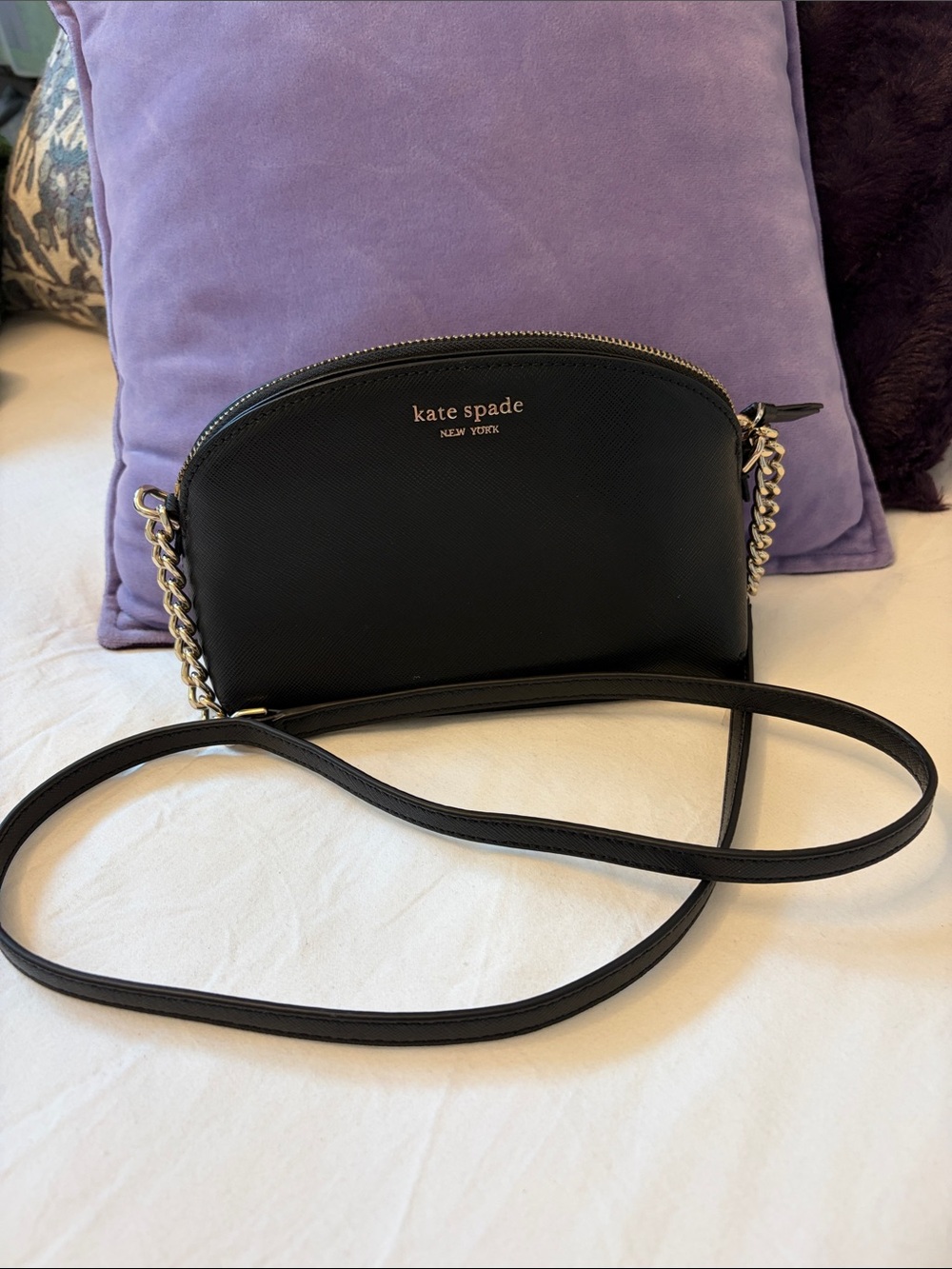 kate spade Black Dome Crossbody with Gold Chain Trim